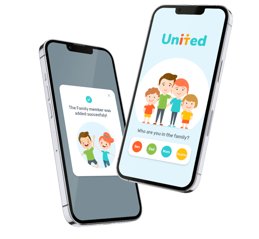 צילום אפליקציית United Family בתוך טלפון